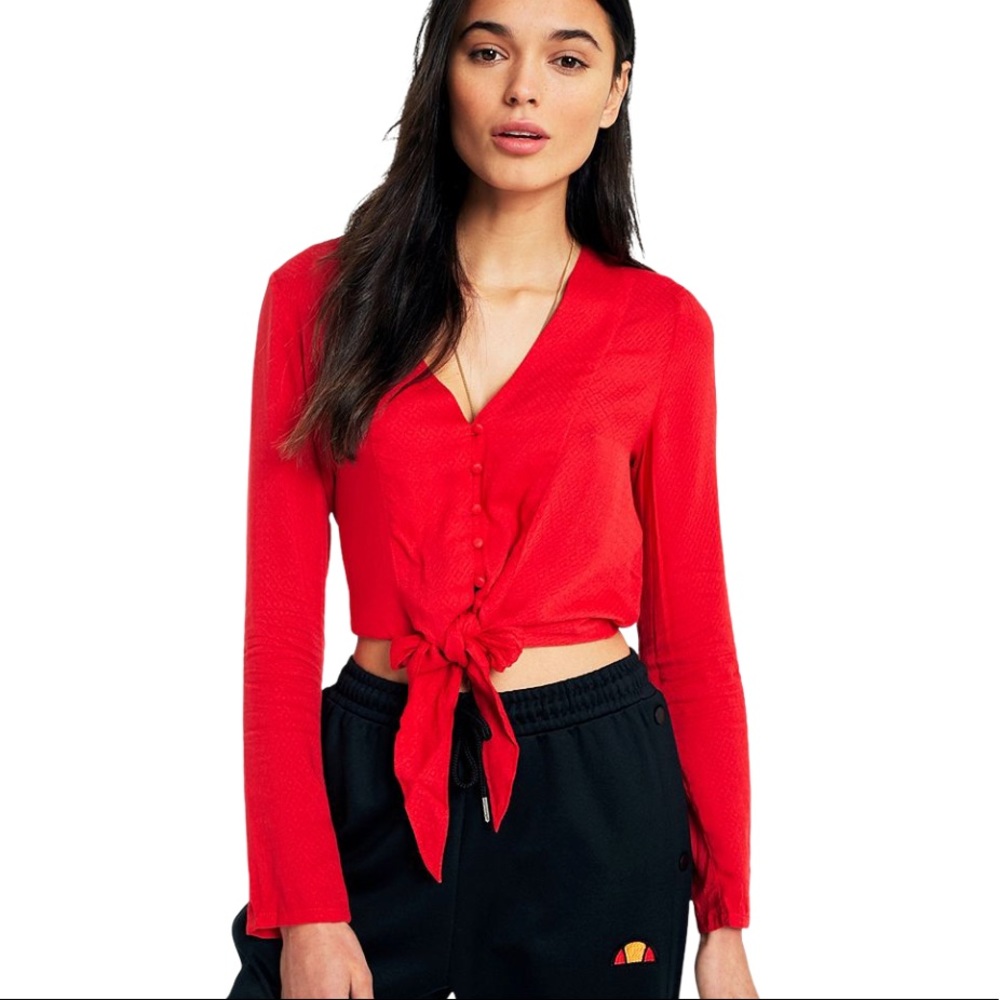 Urban Outfitters Tie-Front Button-Through Blouse
